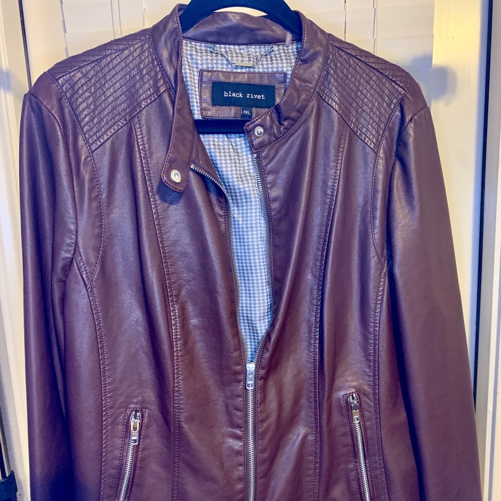 Black Rivet Brown Faux Leather Jacket
